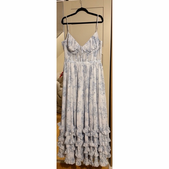 EUC - V. Chapman Carmen Corset Front-Slit Ruffled Gown (14) - Picture 3 of 8